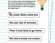 Writing sentences in order worksheet