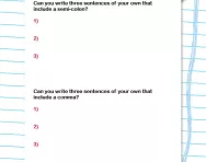Writing sentences using commas and semi-colons worksheet