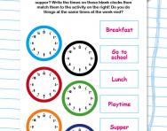 Writing time: your day on the clock worksheet