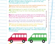 Y2 division word problems football worksheet