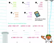 Column addition practice worksheet