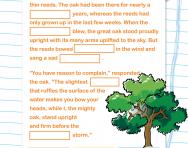 Year 2 Cloze test: the oak and the reeds