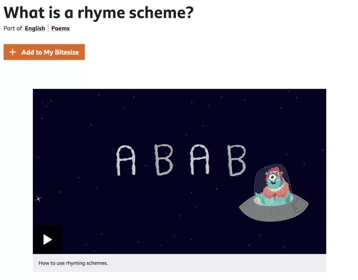 BBC Bitesize poetry