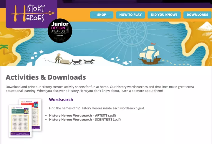 History Heroes downloads and activities