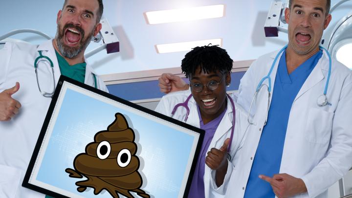 Doctors with picture of poo emoji