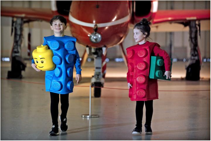 Roman McIntyre and Effie Beamish get ready for the National Museum of Flight’s Half Term Bricks event © Paul Dodds