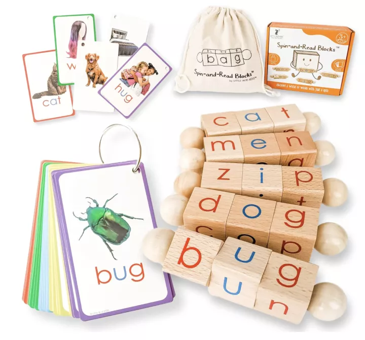 Spin and read phonics toy