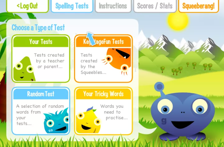 Squeebles Spelling Test app