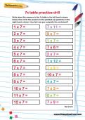 7 times table practice drill worksheet 7 times table practice drill worksheet