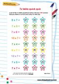 7 times table quick quiz worksheet 7 times table quick quiz worksheet