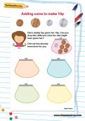 Adding coins to make 10p worksheet Adding coins to make 10p worksheet