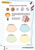 Adding coins to make 30p worksheet Adding coins to make 30p worksheet