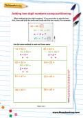 Adding two-digit numbers using partitioning worksheet Adding two-digit numbers using partitioning worksheet