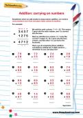Addition: carrying on numbers worksheet Addition: carrying on numbers worksheet