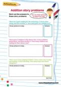 Addition story problems worksheet Addition story problems worksheet