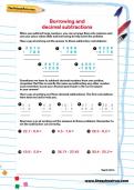Borrowing and decimal subtractions worksheet Borrowing and decimal subtractions worksheet