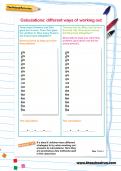 Calculations: different ways of working out worksheet Calculations: different ways of working out worksheet