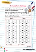 Coin addition challenge worksheet Coin addition challenge worksheet