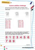 Column addition challenge worksheet Column addition challenge worksheet