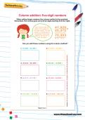 Column addition: five-digit numbers worksheet Column addition: five-digit numbers worksheet