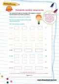 Complete number sequences worksheet Complete number sequences worksheet