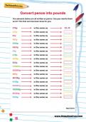 Convert pence into pounds worksheet Convert pence into pounds worksheet