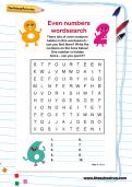 Even numbers wordsearch Even numbers wordsearch