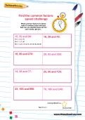 Find the common factors: speed challenge Find the common factors: speed challenge