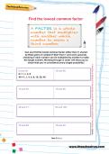 Find the lowest common factor worksheet Find the lowest common factor worksheet