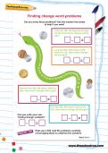 Finding change word problems worksheet Finding change word problems worksheet