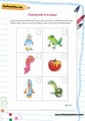 Finding half of a shape worksheet Finding half of a shape worksheet