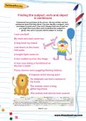 Finding the subject, verb and object in sentences worksheet Finding the subject, verb and object in sentences worksheet