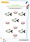 Fish / cakes: matching decimals and fractions puzzle Fish / cakes: matching decimals and fractions puzzle