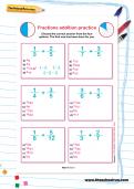 Fractions addition practice worksheet Fractions addition practice worksheet
