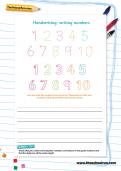 Handwriting worksheet: numbers 1 to 10 Handwriting worksheet: numbers 1 to 10