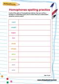 Homophones spelling practice worksheet Homophones spelling practice worksheet