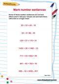 Mark number sentences worksheet Mark number sentences worksheet