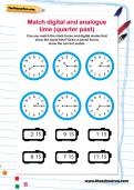Match digital and analogue time (quarter past) worksheet Match digital and analogue time (quarter past) worksheet