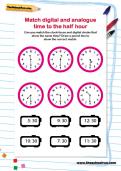 Match digital and analogue time to the half hour worksheet Match digital and analogue time to the half hour worksheet