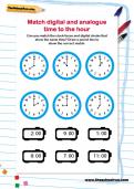 Match digital and analogue time to the hour worksheet Match digital and analogue time to the hour worksheet