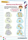 Matching money (50p and £1) worksheet Matching money (50p and £1) worksheet