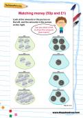 Matching money (50p and £1) worksheet Matching money (50p and £1) worksheet