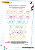 Missing numbers in a sequence worksheet Missing numbers in a sequence worksheet