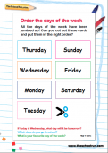 Order the days of the week worksheet Order the days of the week worksheet