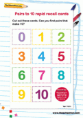 Pairs to 10 rapid recall cards Pairs to 10 rapid recall cards