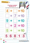 Practise number bonds to 10 worksheet Practise number bonds to 10 worksheet