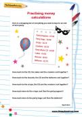 Practising money calculations worksheet Practising money calculations worksheet