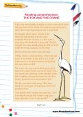 Reading comprehension: THE FOX AND THE CRANE Reading comprehension: THE FOX AND THE CRANE