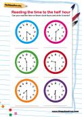 Reading the time to the half hour worksheet Reading the time to the half hour worksheet