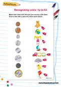 Recognising coins: 1p to £2 worksheet Recognising coins: 1p to £2 worksheet
